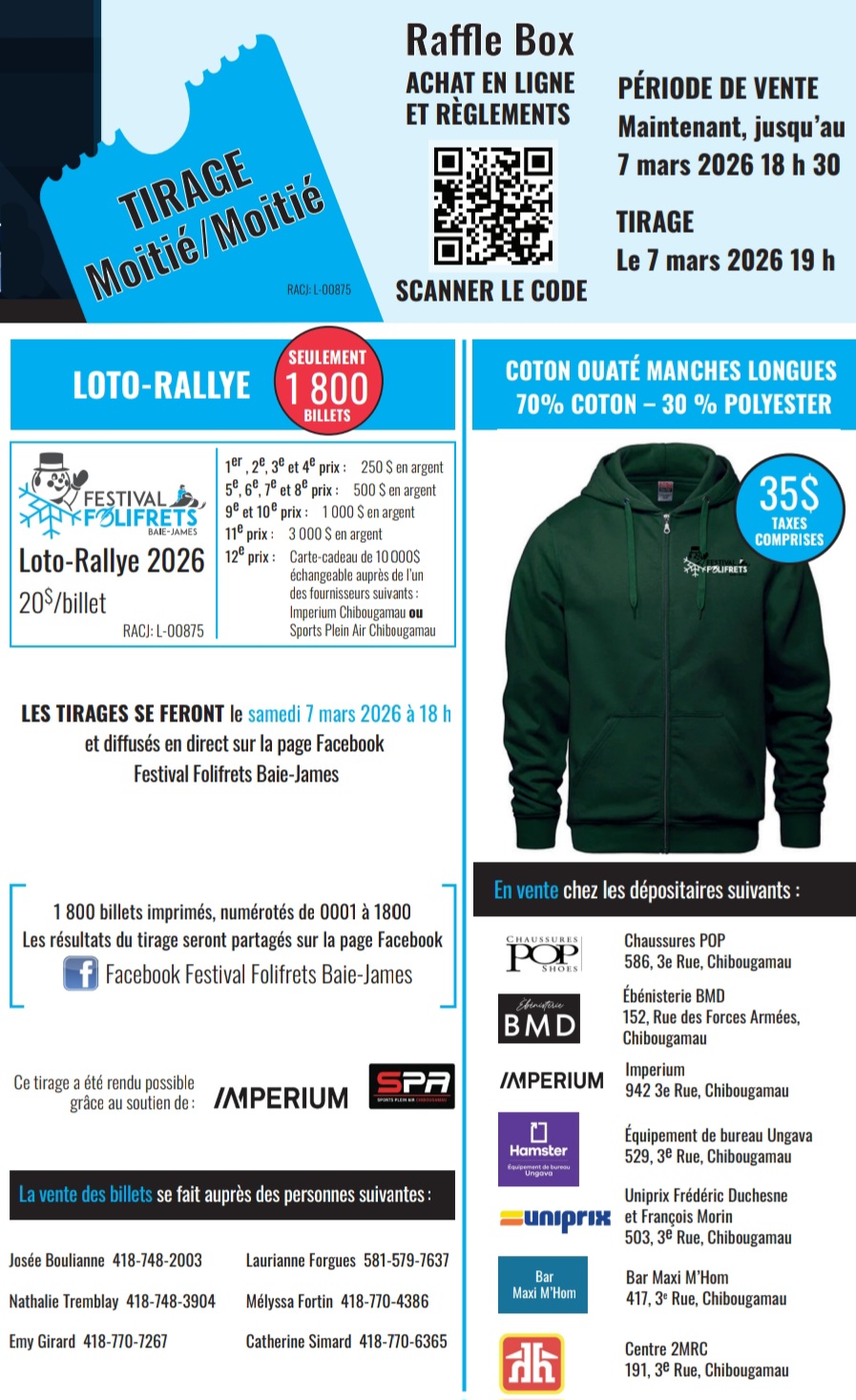 Loto-Rallye 2026 et Raffle Box — prix, période de vente, article promotionnel et points de vente